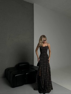 Женское макси платье из софта цвет черный р.42/44 453158 453158 фото