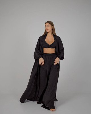 Жіночий піжамний костюм трійка колір чорний р.S/M 448468 448468 фото