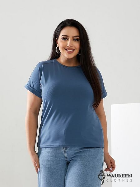 Жіноча футболка колір джинсовий р.56/58 432391 432391 фото