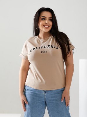 Жіноча футболка California колір бежевий р.48/50 432441 432441 фото