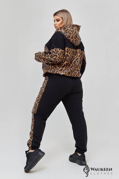 Женский прогулочный костюм цвет черный принт леопард р.56/58 448870 448870 фото