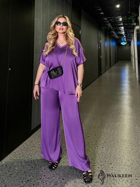 Жіночий костюм із шовку Армані колір фіолетовий р.48/52 454076 454076 фото