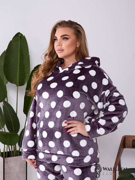Женская махровая пижама в горох цвет баклажан р.48/52 448335 448335 фото