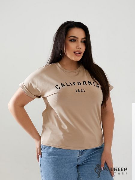 Жіноча футболка California колір бежевий р.48/50 432441 432441 фото
