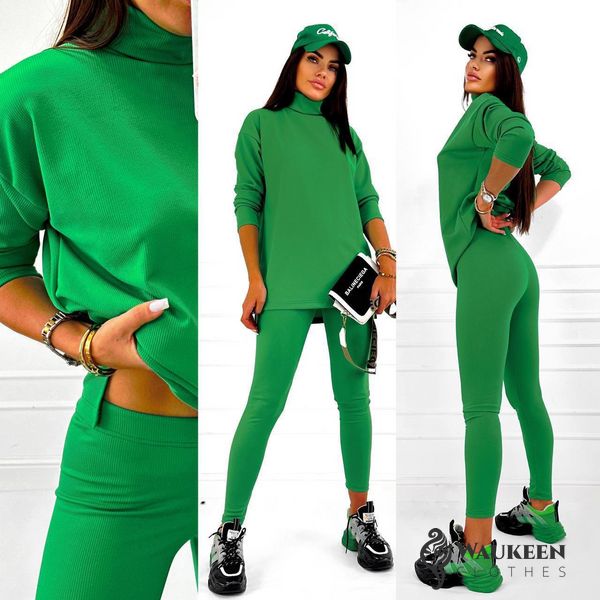 Жіночий костюм лосини та кофта колір зелений р.42/44 449991 449991 фото