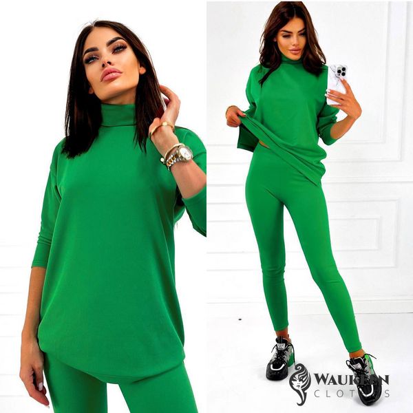Жіночий костюм лосини та кофта колір зелений р.42/44 449991 449991 фото