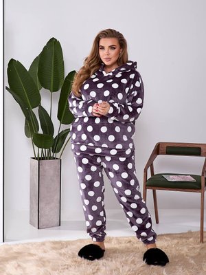 Женская махровая пижама в горох цвет баклажан р.54/58 448336 448336 фото