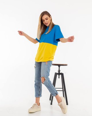 Женская футболка цвет желто-голубой р.48/52 432083 432083 фото