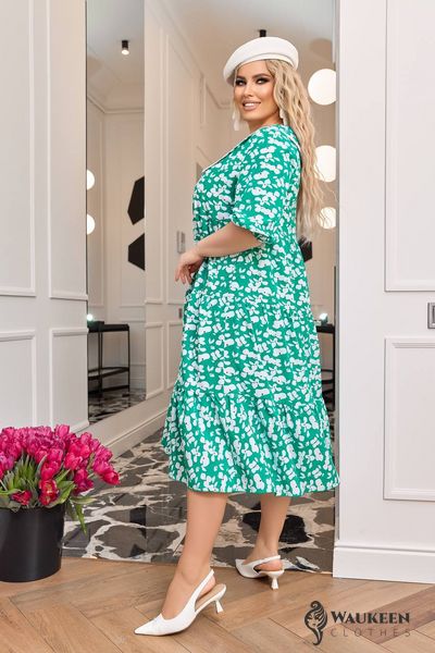 Жіноча вільна сукня із софту колір зелений р.50/52 451167 451167 фото