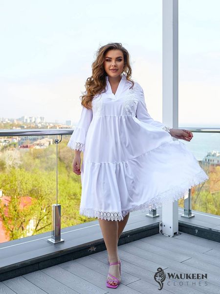 Жіноча сукня трапеція білого кольору р.50/52 310826 431517 фото