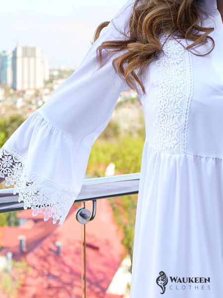 Жіноча сукня трапеція білого кольору р.50/52 310826 431517 фото