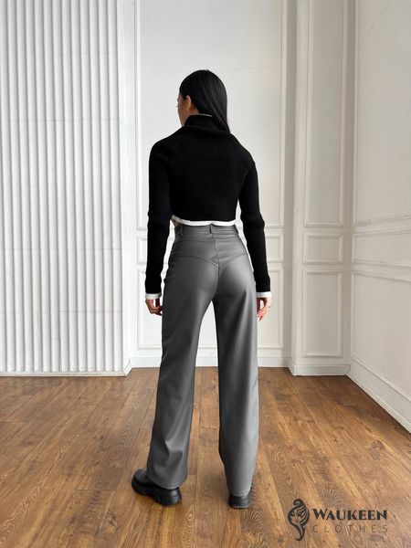 Жіночі штани з еко-шкіри колір сірий р.42 445244 445244 фото
