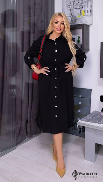 Жіноча вільна сукня із софту колір чорний р.50/52 452554 452554 фото