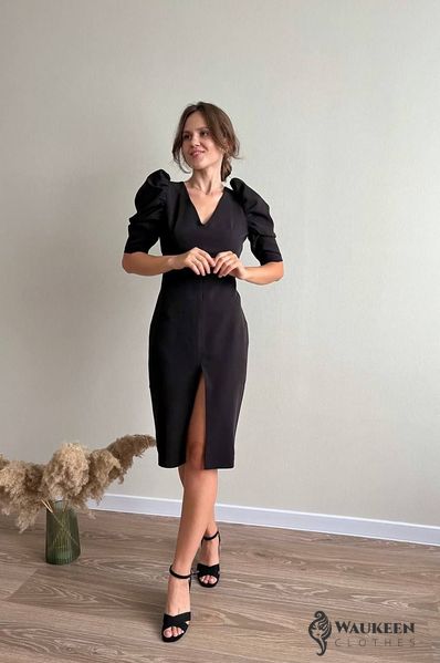 Жіноча сукня з рукавом чорного кольору р.L 385657 385657 фото