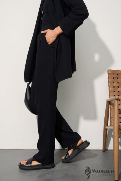 Жіночий мусліновий костюм-трійка колір чорний р.L 459176 459176 фото