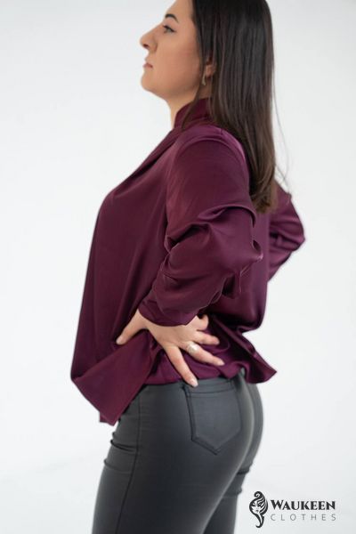 Жіноча сорочка із шовку армані колір бордо р.56/60 446023 446023 фото