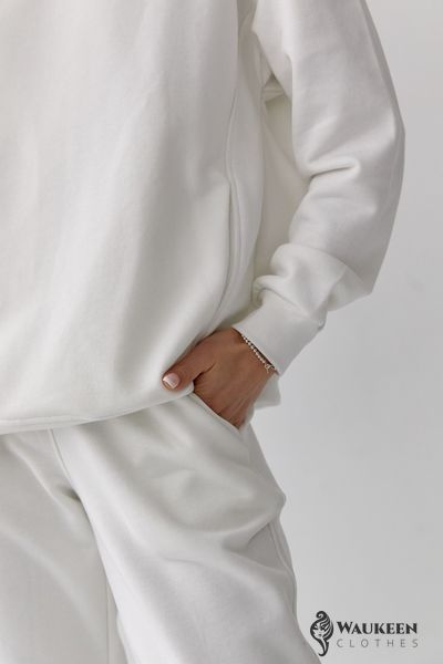 Жіночий костюм худі+джогери колір білий р.2XL 454295 454295 фото