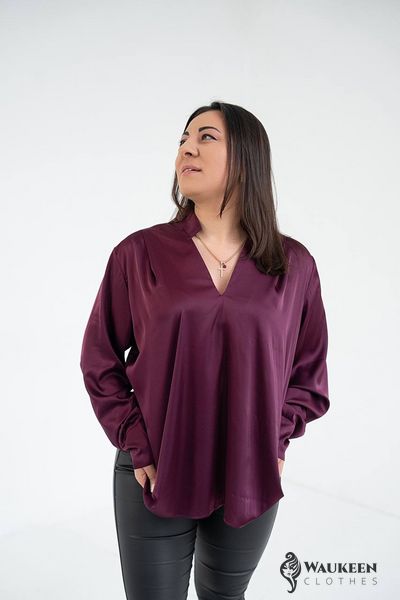Жіноча сорочка із шовку армані колір бордо р.56/60 446023 446023 фото