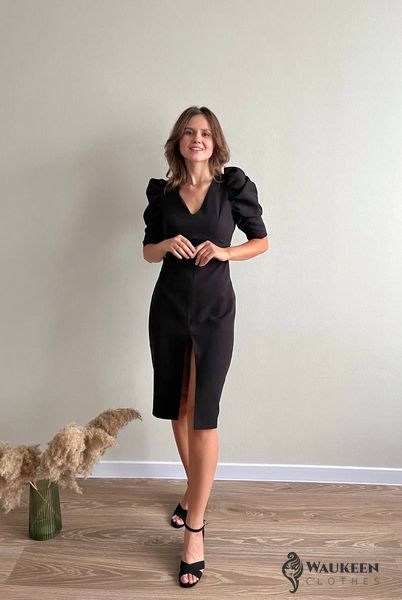 Жіноча сукня з рукавом чорного кольору р.L 385657 385657 фото