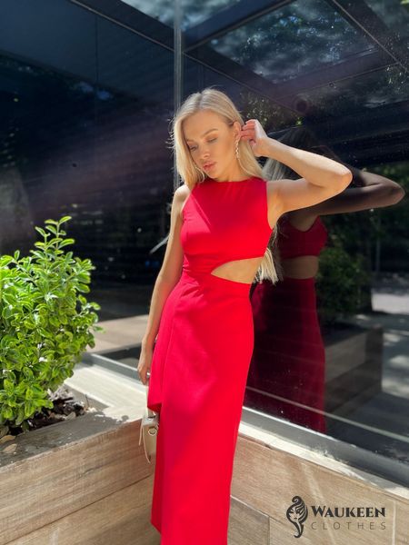 Жіноча сукня міді червоного кольору 372777 372777 фото
