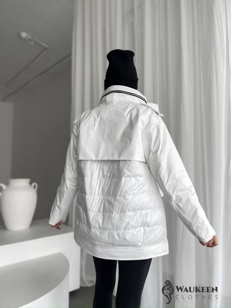 Жіноча тепла куртка колір білий р.L 450438 450438 фото