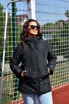 Жіноча демісезонна куртка із плащової тканини чорного кольору 357771 357771 фото