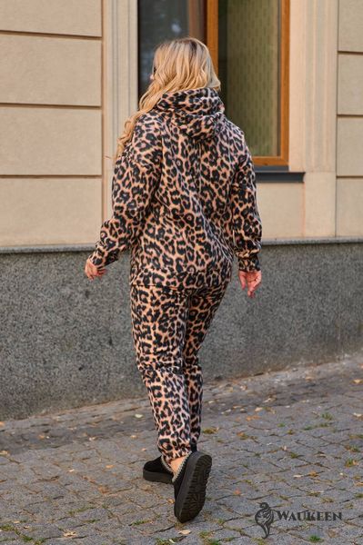 Женский спортивный костюм цвет коричневый принт леопард р.50/52 443517 443517 фото