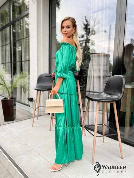 Жіноча довга сукня з рукавом зеленого кольору р.L/XL 386976 386976 фото