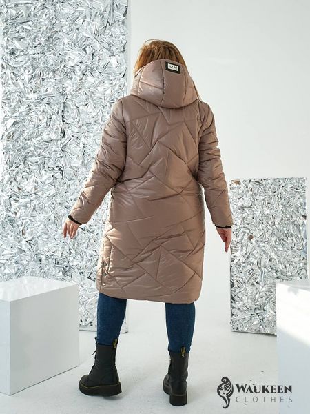 Жіноча стьобана куртка прямого крою з накладними кишенями колір моко р.56/58 385928 385928 фото