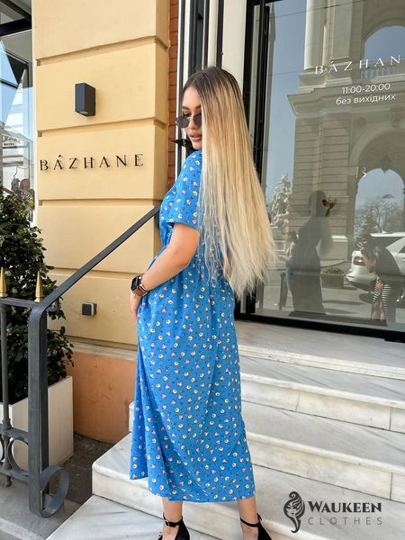 Жіноча сукня із шовкового софту колір блакитний р.42/44 456054 456054 фото