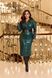 Жіноча сукня-сафарі з відкладним коміром та довгими рукавами з екошкіри зеленого кольору р.48/50 385437 385467 фото 2