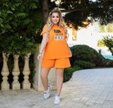 Жіночий спортивний костюм з помаранчевим шортами р.54/56 294714 379946 фото