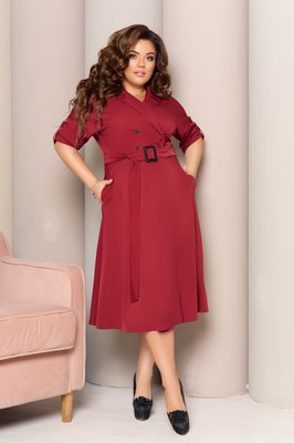 Жіноча сукня з поясом колір бордо р.48/50 441589 441589 фото