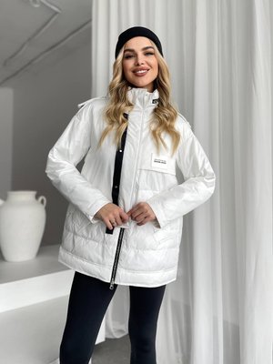 Жіноча тепла куртка колір білий р.S 450139 450139 фото