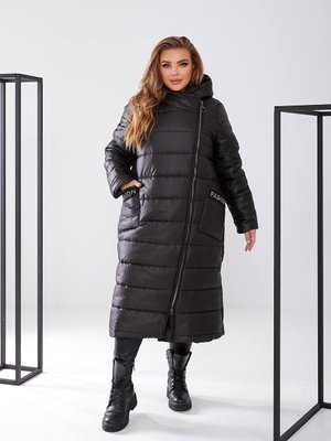 Жіноча куртка-пальто із плащової тканини колір чорний р.48/50 448424 448424 фото