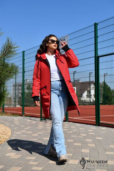 Жіноча куртка з капюшоном колір червоний р.52/54 449819 449819 фото