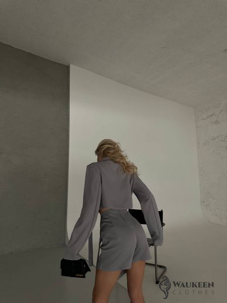 Жіночий костюм спідниця та піджак колір сірий р.42/44 454743 454743 фото