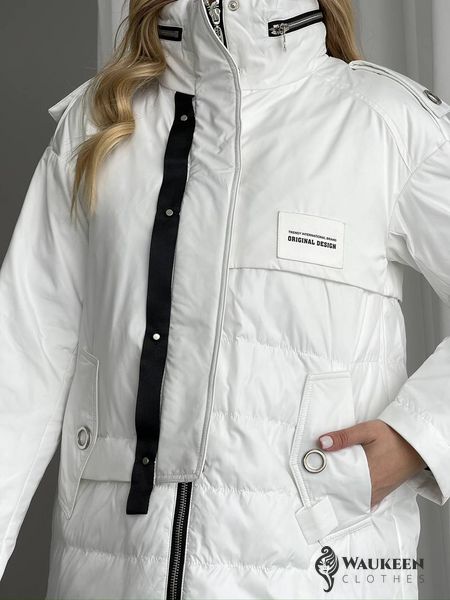 Жіноча тепла куртка колір білий р.S 450139 450139 фото