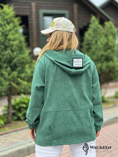 Жіноча вельветова куртка колір зелений р.60/64 431411 431411 фото