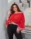Женская блуза рюши софт с кружевной отделкой красного цвета р.50/52 357843 380923 фото 3