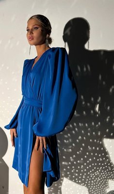 Жіноча шовкова сукня колір електрик р.44/46 449197 449197 фото