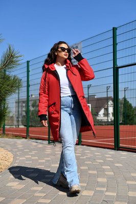 Жіноча куртка з капюшоном колір червоний р.56/58 449820 449820 фото