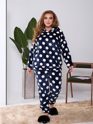 Женская махровая пижама в горох цвет синий р.44/46 448310 448310 фото