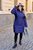 Жіноче тепле пальто із плащівки кольору індиго, малюнок ромб 384546 384546 фото