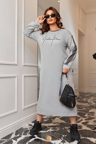 Жіноча сукня у спортивному стилі колір сірий р.46/48 450941 450941 фото