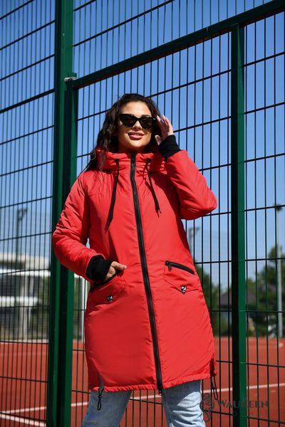 Жіноча куртка з капюшоном колір червоний р.56/58 449820 449820 фото