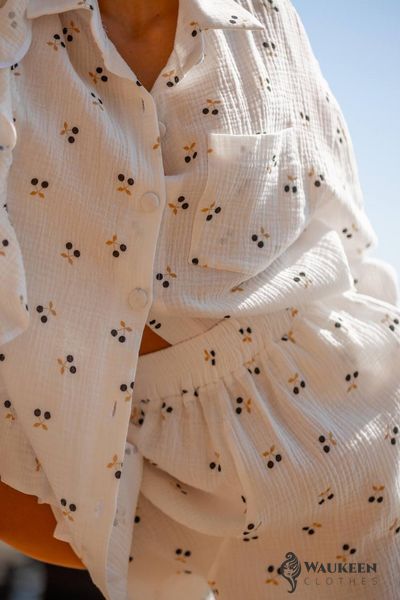 Женская пижама двойка с шортами цвет белый р.M/L 440284 440284 фото