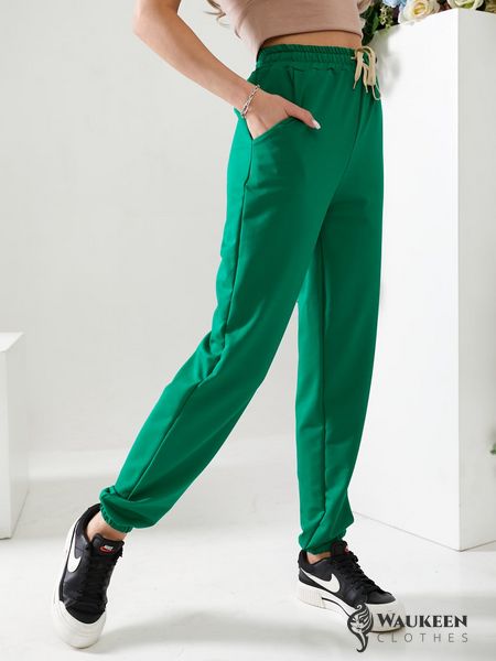Жіночі спортивні штани двонитка зеленого кольору р.42 406170 406170 фото