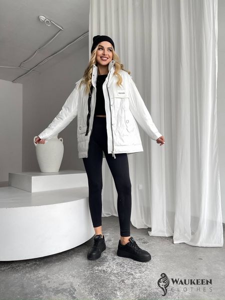 Жіноча тепла куртка колір білий р.XL 450439 450439 фото