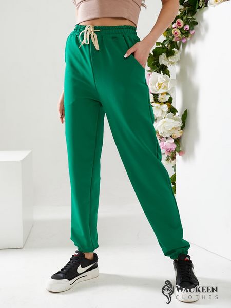 Жіночі спортивні штани двонитка зеленого кольору р.42 406170 406170 фото